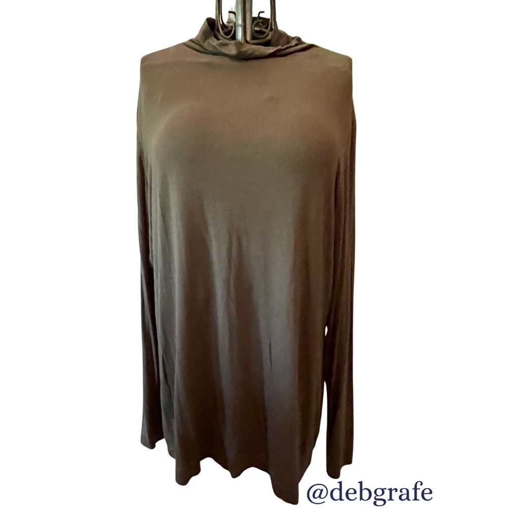 Anne Klein 3X mock turtleneck P2P:29-31” L:30.5” “Kelp” Viscose/elastin